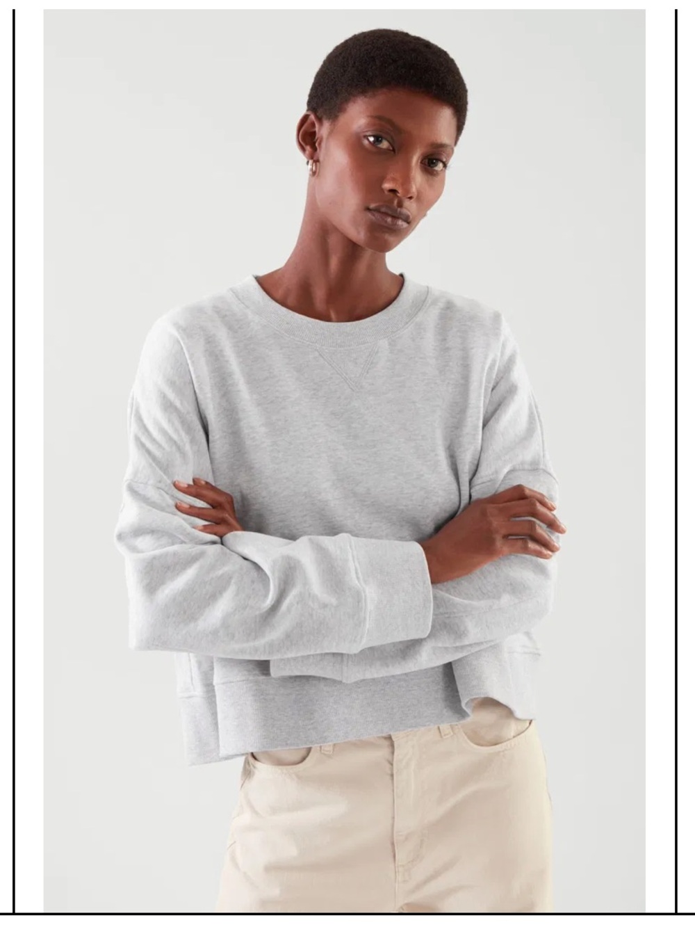 COS 100% Cotton Cropped Oversized Sweatshirt